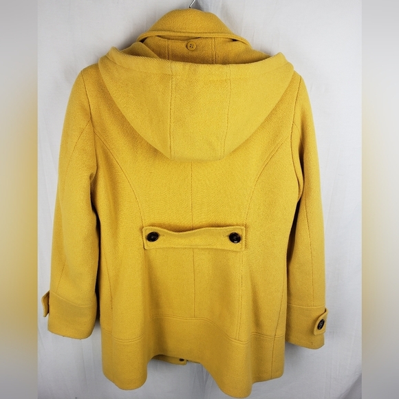 Calvin Klein Yellow Wool Blend Hooded Long Sleeve Zip Snap Closure Sz 6 - Picture 8 of 12